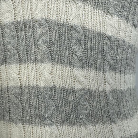 Y2k Abercombie and Finch Striped Cable Knit Sweater Gray White Bella Ellina - Picture 5 of 7